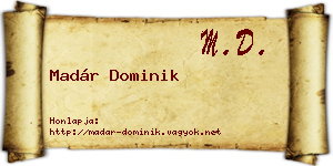 Madár Dominik névjegykártya